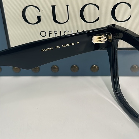 New Authentic GUCCI GG1424O CAT EYE FRAMES IN BLACK Eyeglasses - Picture 11 of 12